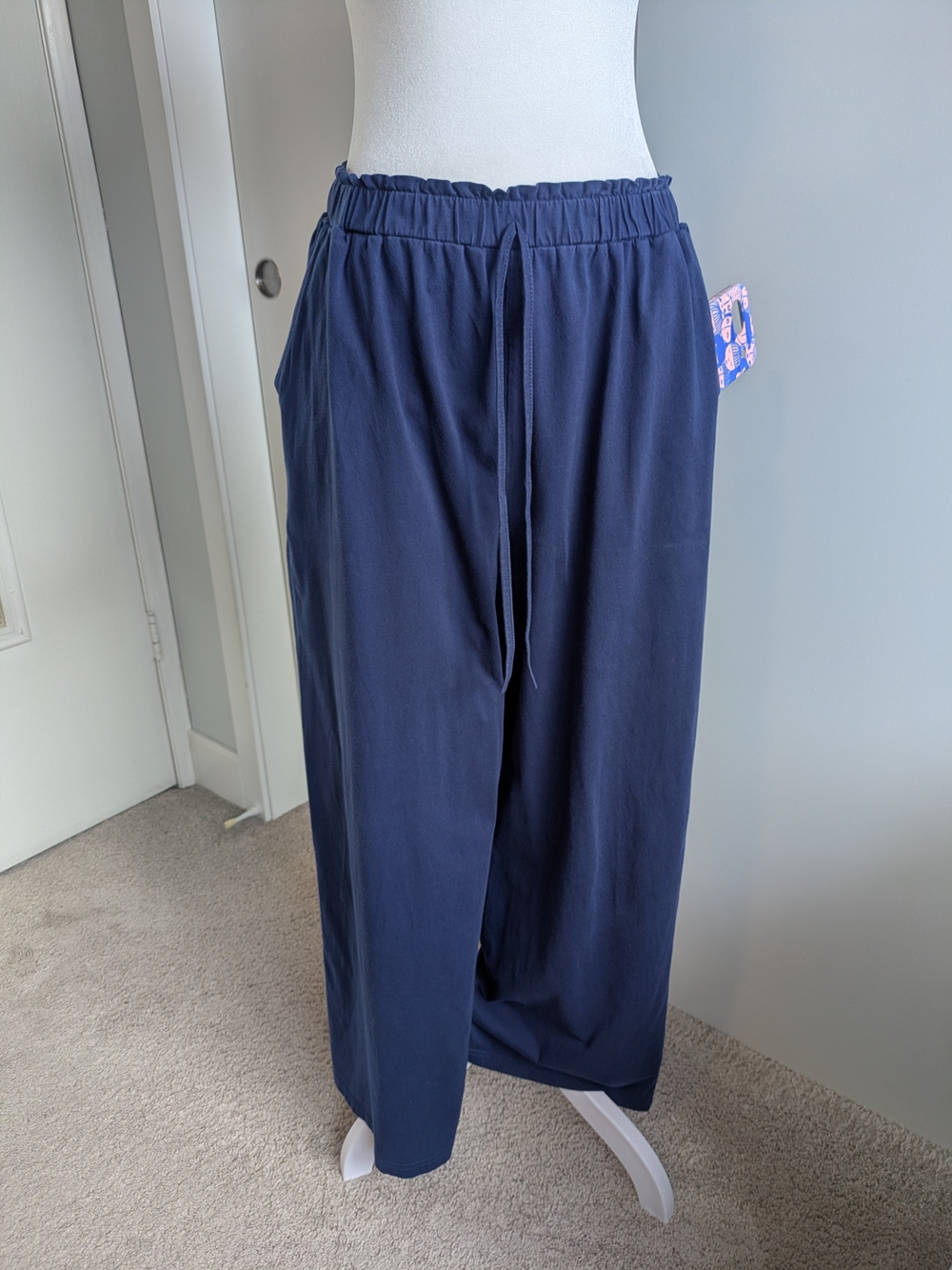 Luvlette XL Petite Cotton Navy Lounge Pants, With Pockets